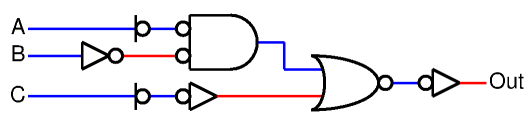(-A * B) + -C using NORs